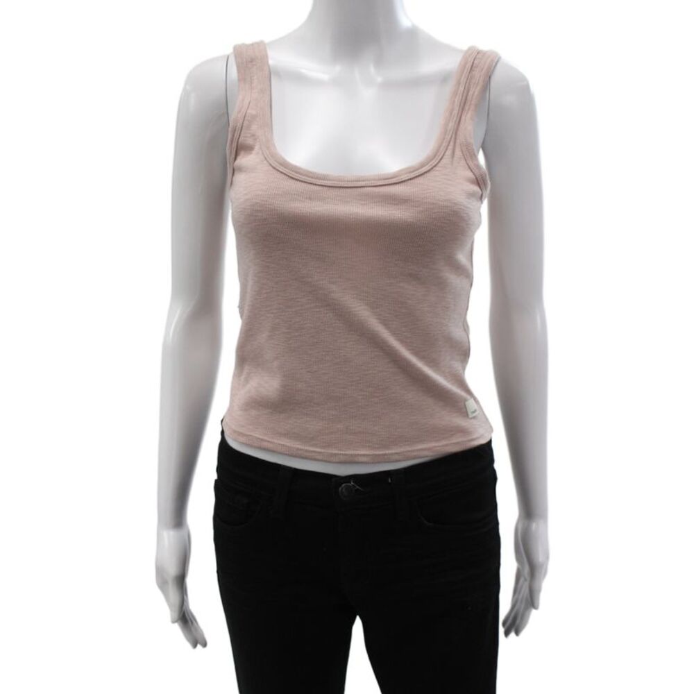 Vuori Women Basic Ribbed Knit Scoop Neck Sleeveless Tank Pink Size S